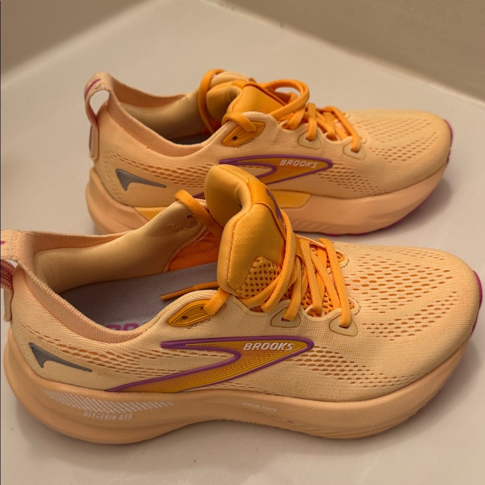 Brooks Vibrant Yellow,Orange and Purple Athletic Shoes